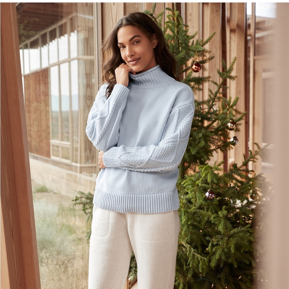 Haven Well Within Cotton Cable Sleeve Roll Neck Sweater